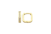14ct Stone Set Square Design Hoop Gold Earrings
