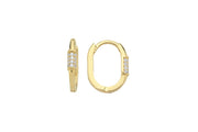 14ct Stone Set Oval Design Hoop Gold Earrings