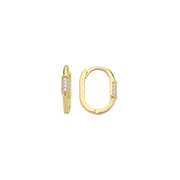 14ct Stone Set Oval Design Hoop Gold Earrings