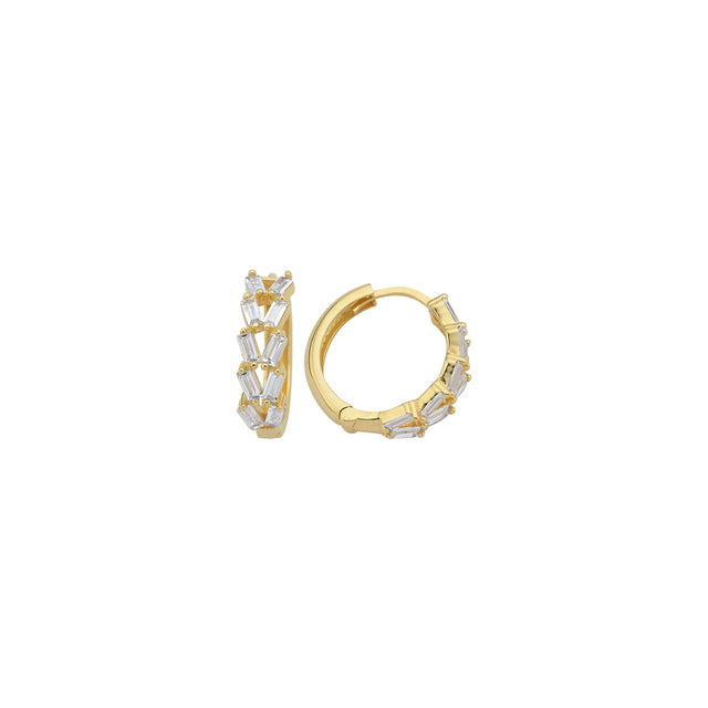 14ct Stone Set Elegant Sparkle Hoop Gold Earrings