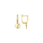 Load image into Gallery viewer, 14ct Heart Drop Hoop Gold Earrings