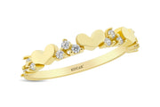 14ct 3 Heart Stone Set Design Gold Ring