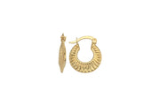14ct Line Detail Hoop Gold Earrings