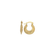 14ct Line Detail Hoop Gold Earrings