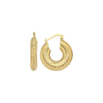 Load image into Gallery viewer, 14ct Line Detailed Hoop Gold Earrings
