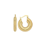 14ct Line Detailed Hoop Gold Earrings