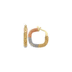 Load image into Gallery viewer, 14ct 3 Multicolour Angular Hoop Gold Earrings