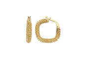 14ct Single Multicolour Angular Hoop Gold Earrings