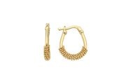 14ct Single Multicolour Angular Oval Hoop Gold Earrings