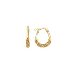 Load image into Gallery viewer, 14ct Single Multicolour Angular Oval Hoop Gold Earrings