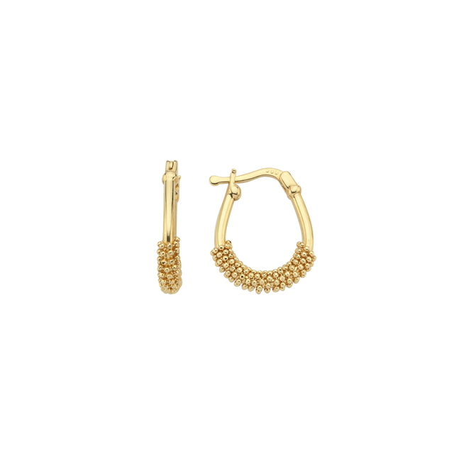 14ct Single Multicolour Angular Oval Hoop Gold Earrings