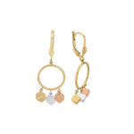 Load image into Gallery viewer, 14ct 3 Multicolour Cube Detail Drop Hoop Gold Earrings
