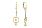 14ct 2 Beaded Detail Drop Hoop Gold Earrings