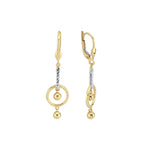 Load image into Gallery viewer, 14ct 2 Beaded Detail Drop Hoop Gold Earrings