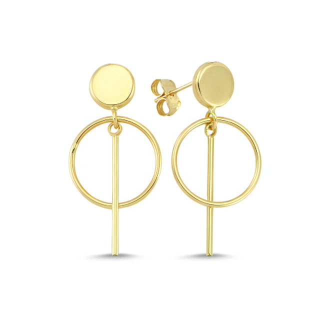 14ct Drop Hoop Earrings