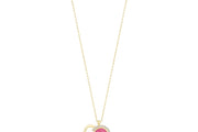 14ct Rose Enamel Heart Gold Necklace