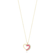 14ct Rose Enamel Heart Gold Necklace