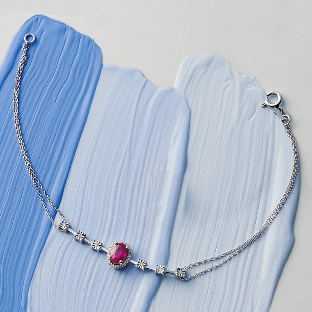 0.64 Karat Ruby Diamond Bracelet