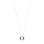 14ct Mavi Enamel Yuvarlak Gold Necklace