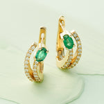 Load image into Gallery viewer, 0.72 Karat Emerald Diamond Earrings