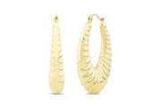 14ct Striped Hoop Gold Earrings