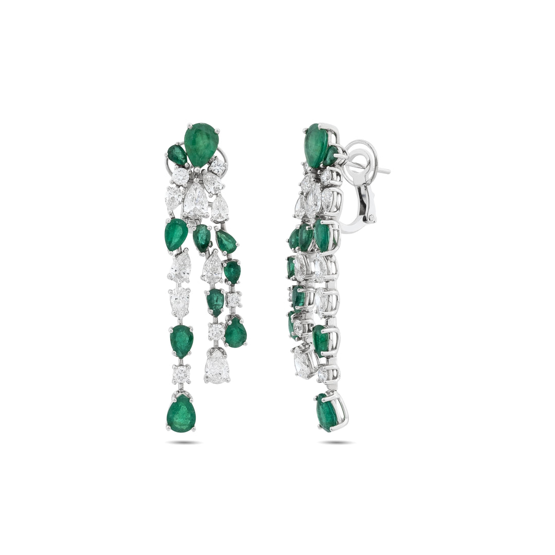 11.95 Karat Emerald Diamond Earrings