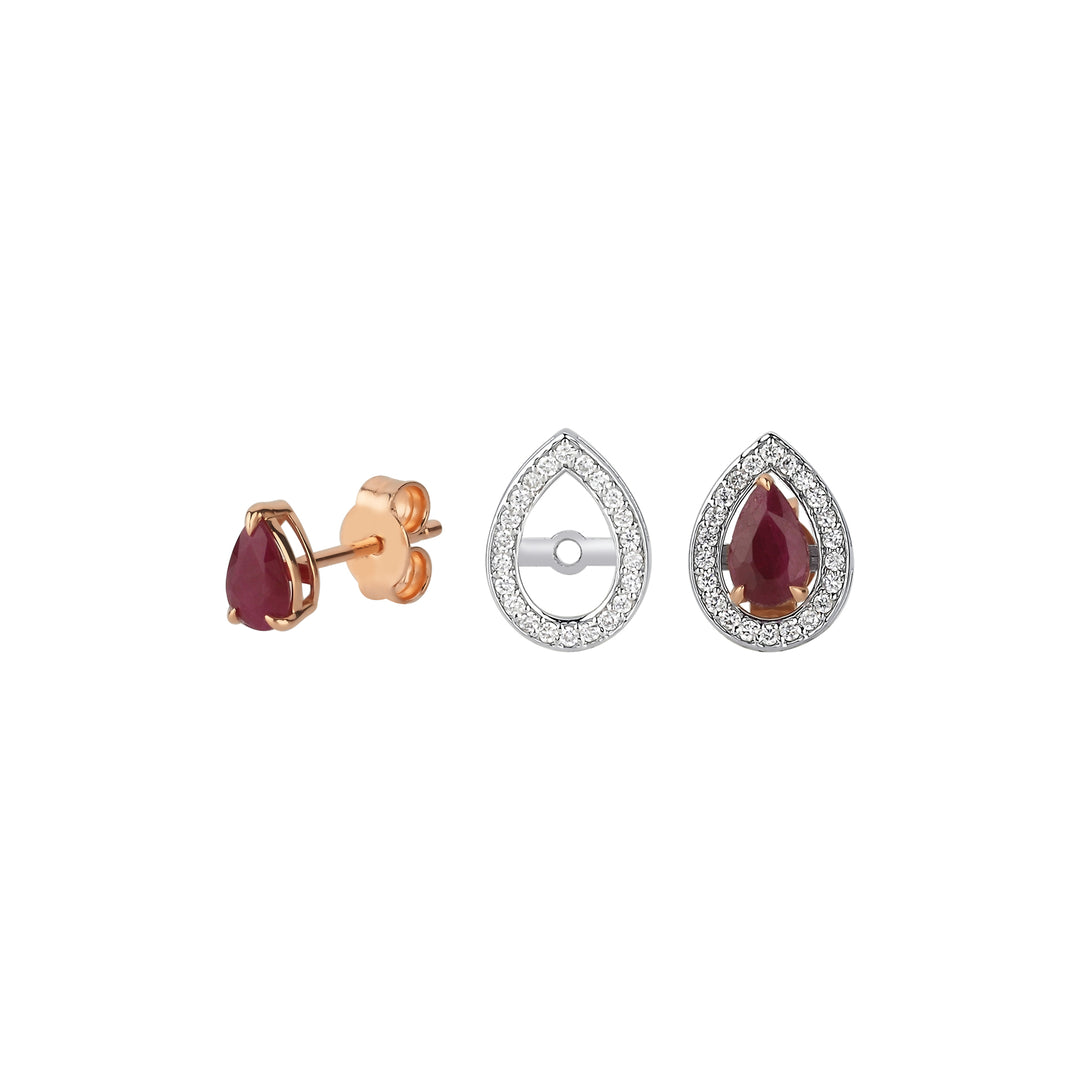 Portofino Drop Ruby Diamond Design Earrings