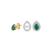 Portofino Drop Emerald Diamond Design Earrings