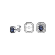 Portofino Square Sapphire Diamond Design Earrings