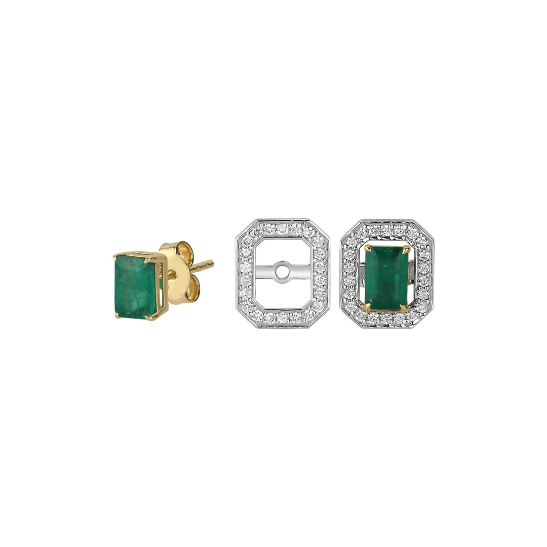 Portofino Square Emerald Diamond Design Earrings