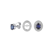 Portofino Oval Sapphire Diamond Design Earrings