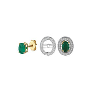 Portofino Oval Emerald Diamond Design Earrings