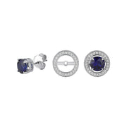 Portofino Round Sapphire Diamond Design Earrings