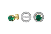 Portofino Round Emerald Diamond Design Earrings