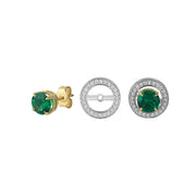 Portofino Round Emerald Diamond Design Earrings