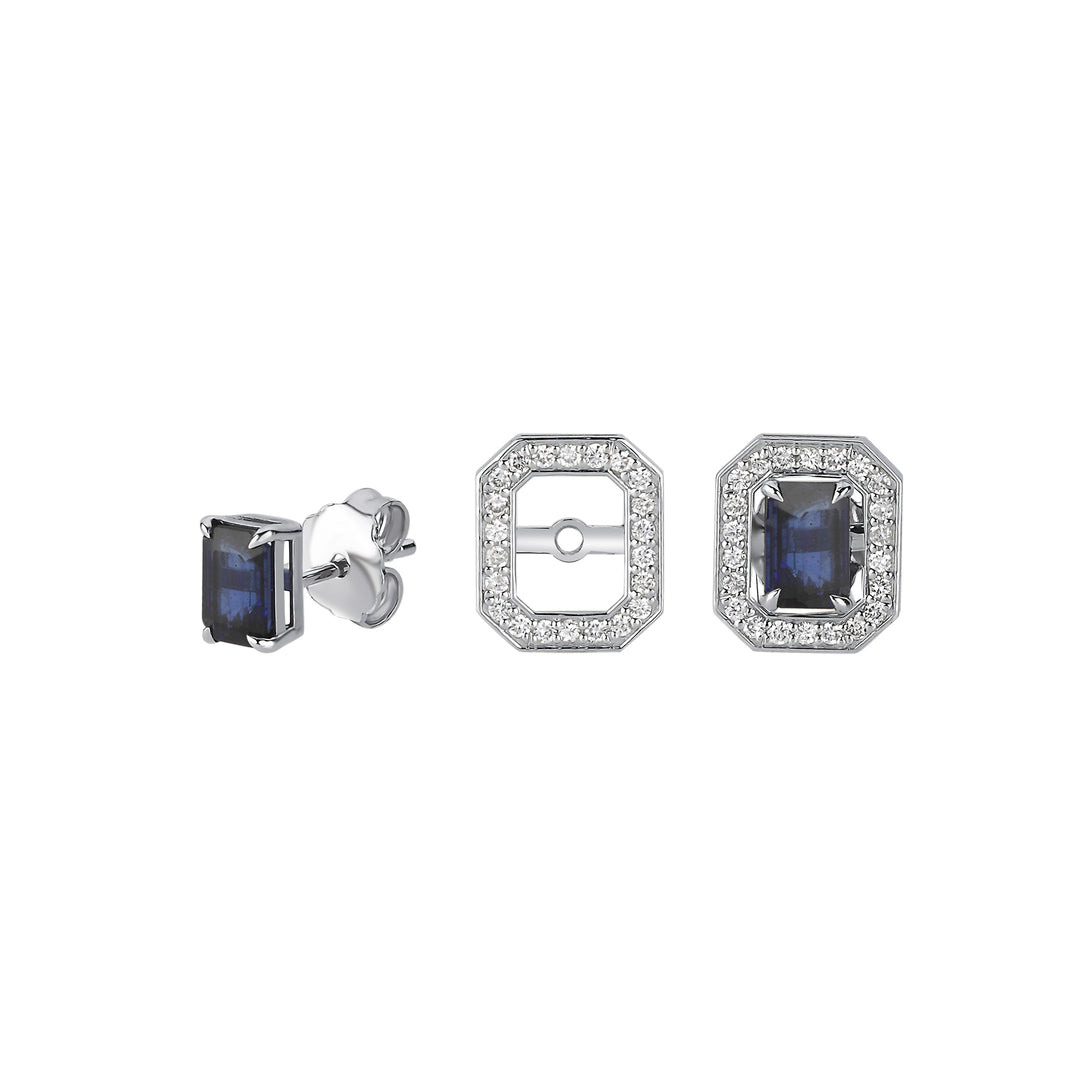 Portofino Square Sapphire Diamond Design Earrings