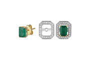 Portofino Square Emerald Diamond Design Earrings