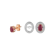 Portofino Oval Ruby Diamond Design Earrings