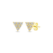 14ct Stone Set Triangle Gold Earrings