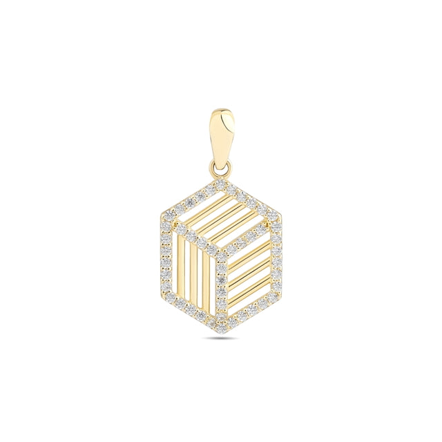 14ct Stone Set Illuzyon Kup Design Gold Pendant (Chain Not Included)