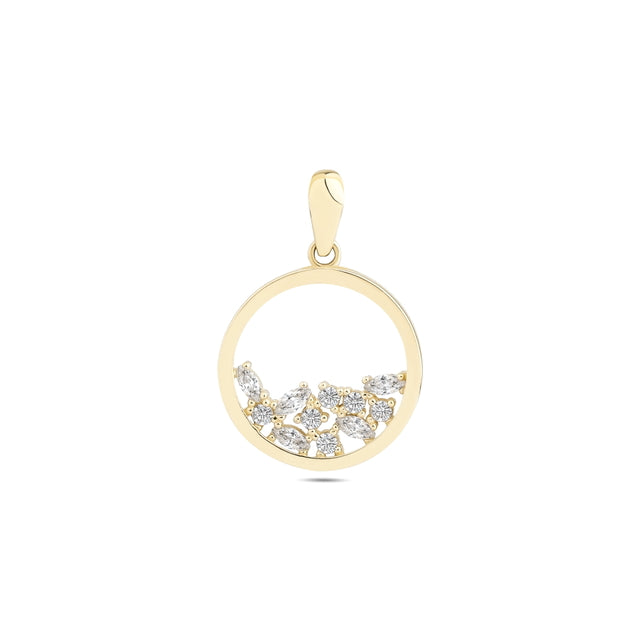 14ct Stone Set Cerceveli Gold Pendant (Chain Not Included)