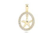 14ct Stone Set Cerceveli Deniz Yildizi Gold Pendant (Chain Not Included)