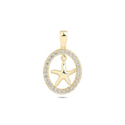 14ct Stone Set Cerceveli Deniz Yildizi Gold Pendant (Chain Not Included)