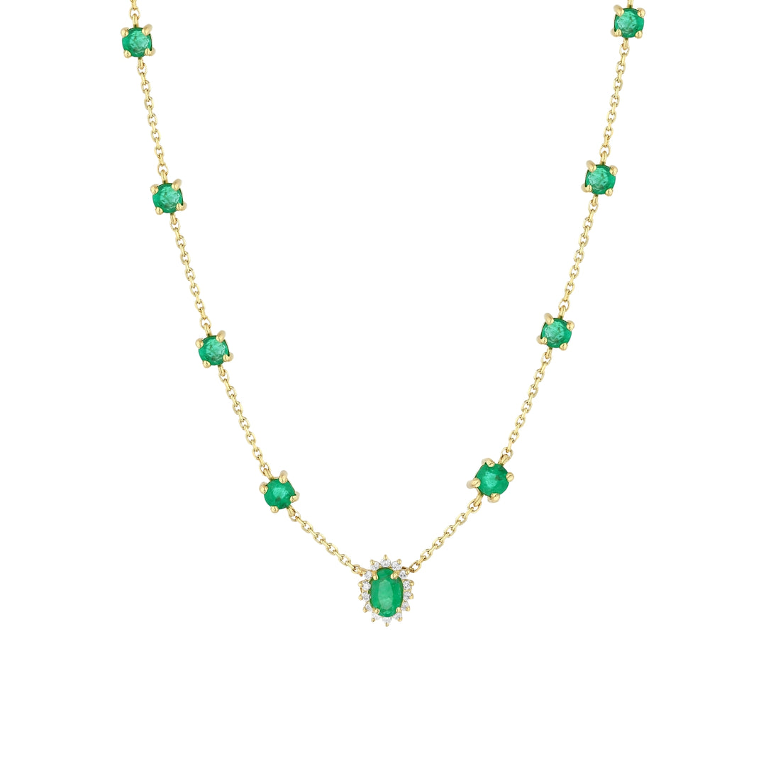 1.39 Karat Emerald Diamond Design Necklace