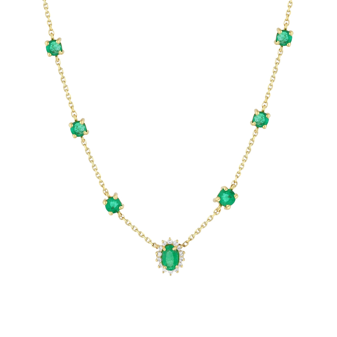 1.39 Karat Emerald Diamond Design Necklace