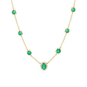1.39 Karat Emerald Diamond Design Necklace
