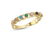 14ct Multicolour Stone Set Belt Design Gold Ring