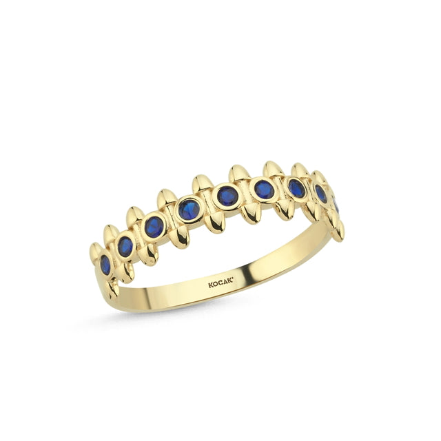 14ct Navy Blue Stone Set Laura Design Gold Ring