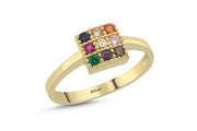 14ct Colour Stone Set Stefania Design Gold Ring