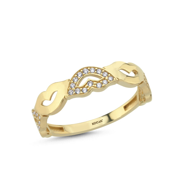 14ct Stone Set Lips Design Gold Ring